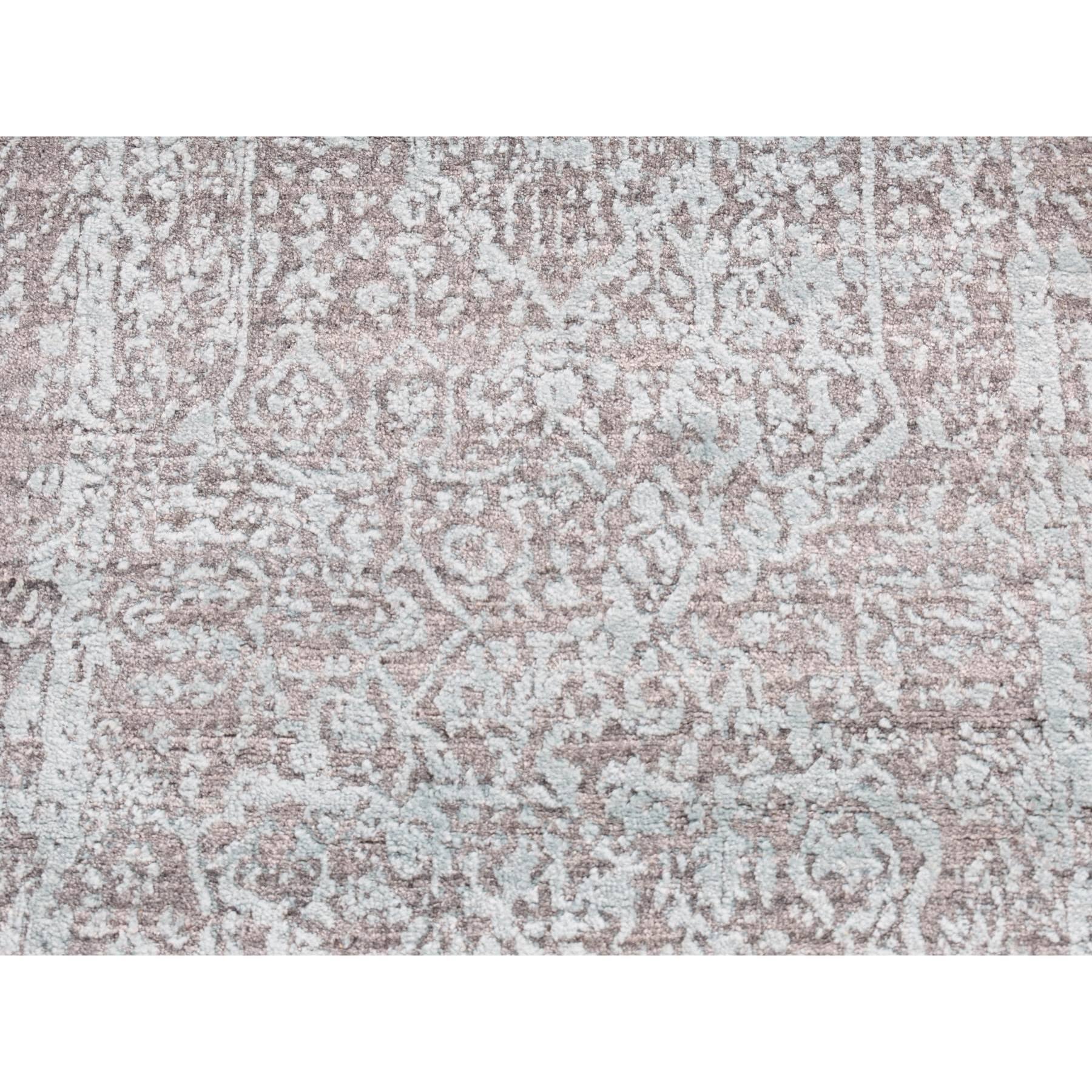 Shahbanu Rugs Seafoam Green, Wool and Silk, Hand Knotted, Broken